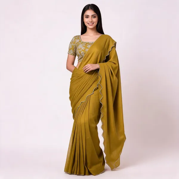 Yellow_Star_Georgette_Embroidered_Saree_For_Women