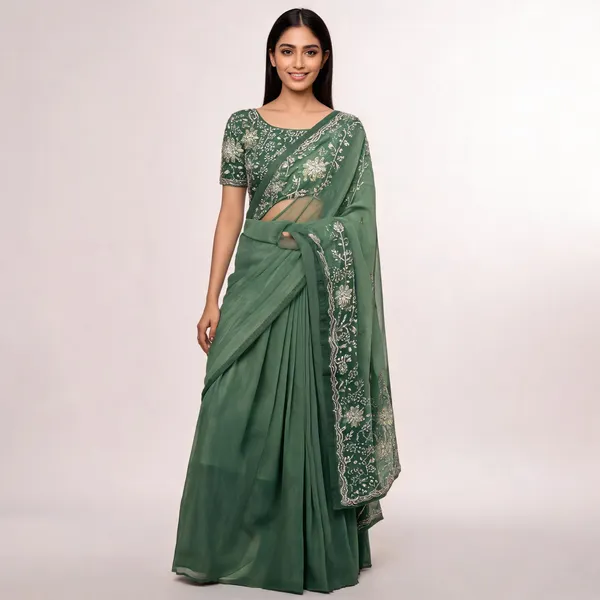 Light_Green_Star_Georgette_Embroidered_Saree_For_Women