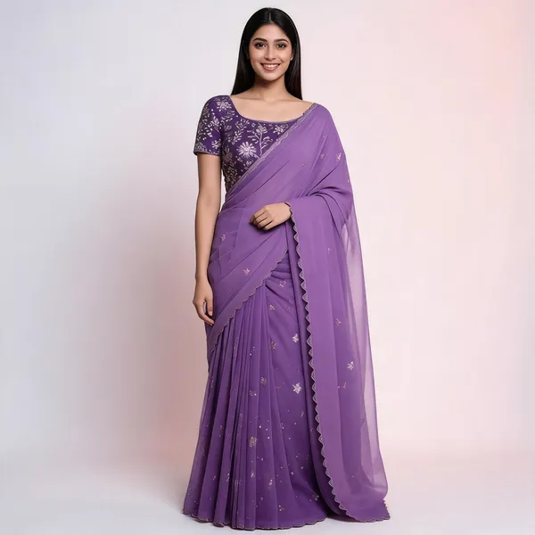 Purple_Star_Georgette_Embroidered_Saree_For_Women