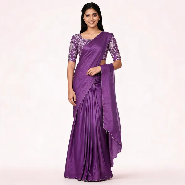 Purple_Star_Georgette_Solid_Saree_For_Women