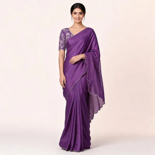 Purple_Star_Georgette_Solid_Saree_For_Women