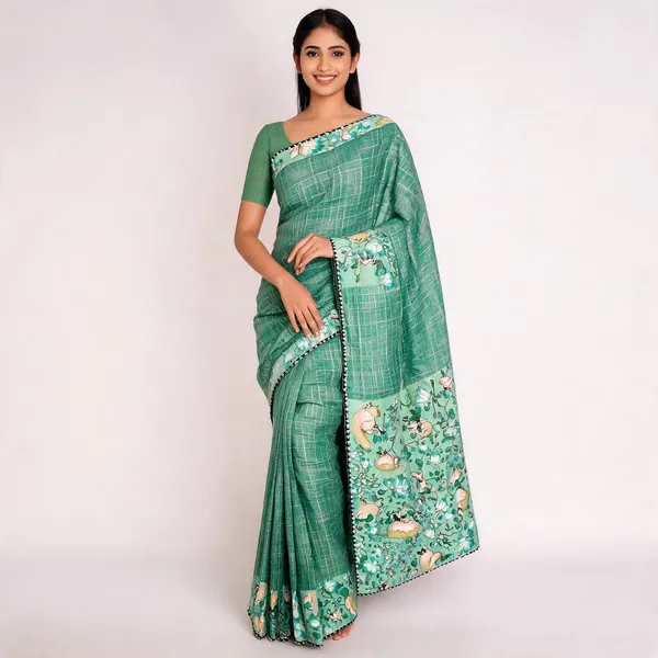 Green_Star_Georgette_Floral_Print_Saree_For_Women