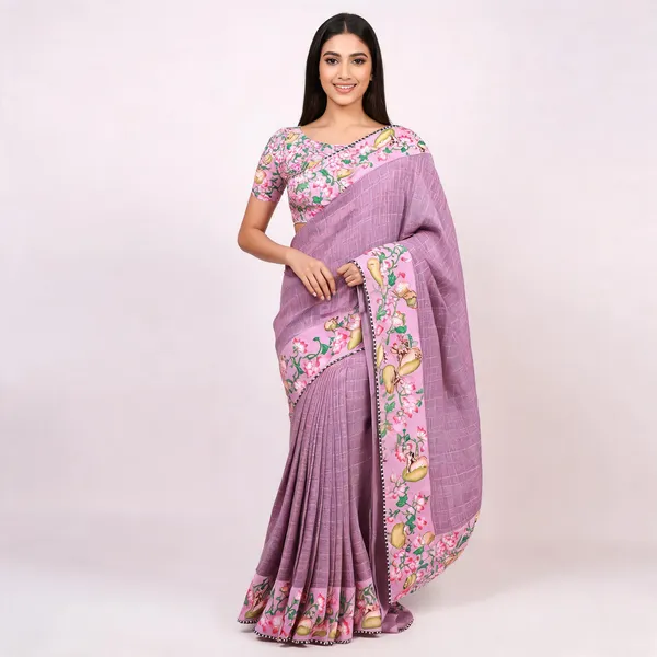 Pink_Star_Georgette_Floral_Print_Saree_For_Women