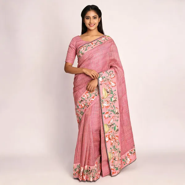 Pink_Star_Georgette_Floral_Print_Saree_For_Women