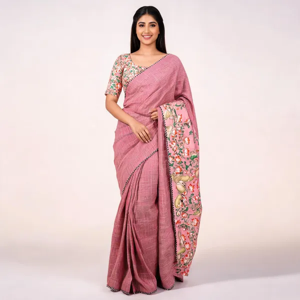 Pink_Star_Georgette_Floral_Print_Saree_For_Women
