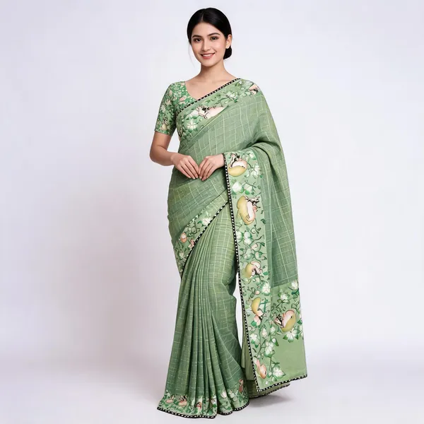 Light_Green_Star_Georgette_Floral_Print_Saree_For_Women