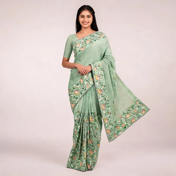 Light_Green_Star_Georgette_Self_Design_Saree_For_Women
