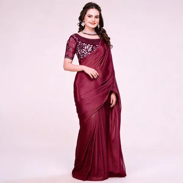 Pink_Star_Georgette_Solid_Plain_Saree_For_Women