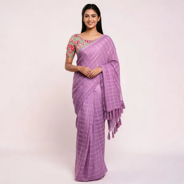 Purple_Star_Georgette_Embroidered_Saree_For_Women