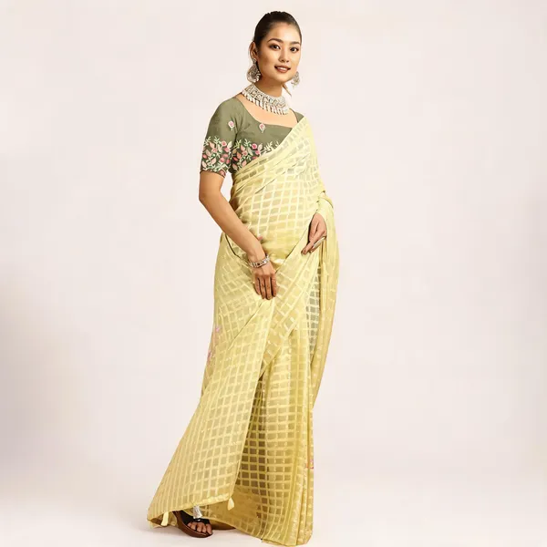 Yellow_Star_Georgette_Saree_For_Women