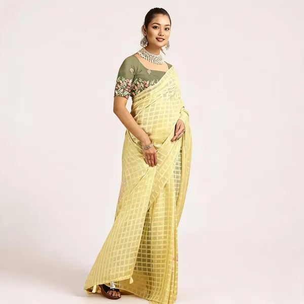 Yellow_Star_Georgette_Saree_For_Women