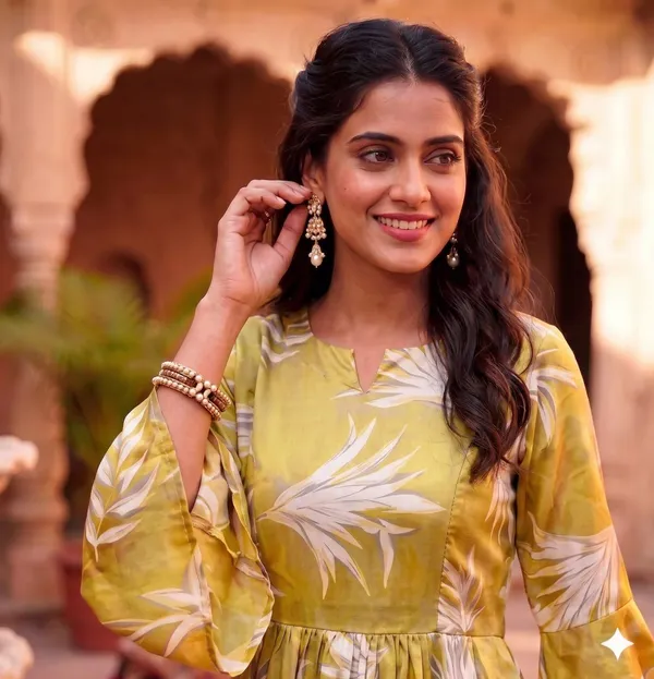 Yellow_Cotton_A-Line_Floral_Kurta_For_Women