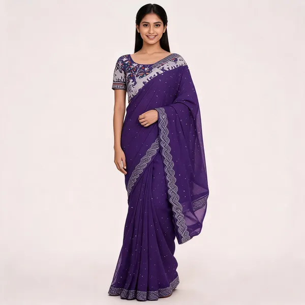 Purple_Star_Georgette_Embroidered_Woven_Saree_For_Women