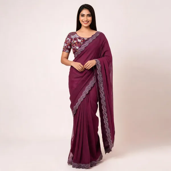 Pink_Star_Georgette_Saree_For_Women