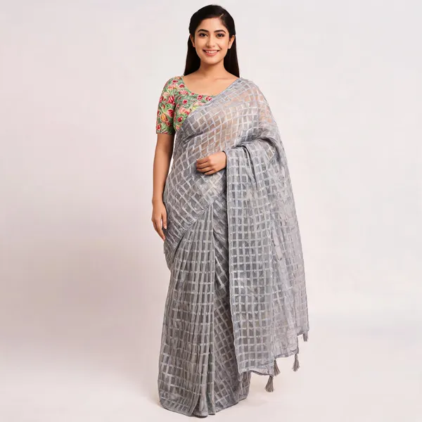 Grey_Star_Georgette_Striped_Self_Design_Saree_For_Women
