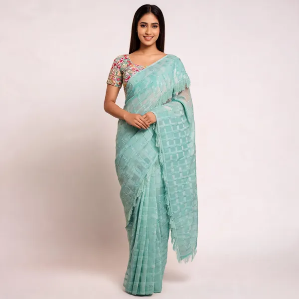 Blue_Star_Georgette_Striped_Embroidered_Saree_For_Women