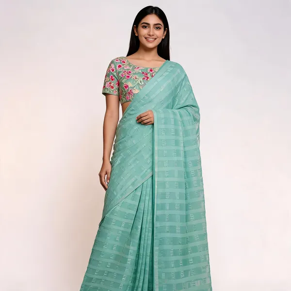 Blue_Star_Georgette_Striped_Embroidered_Saree_For_Women