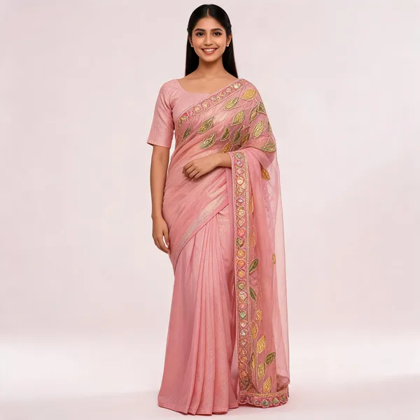 Pink_Star_Georgette_Saree_For_Women