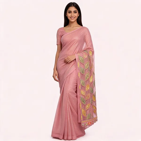 Pink_Star_Georgette_Saree_For_Women
