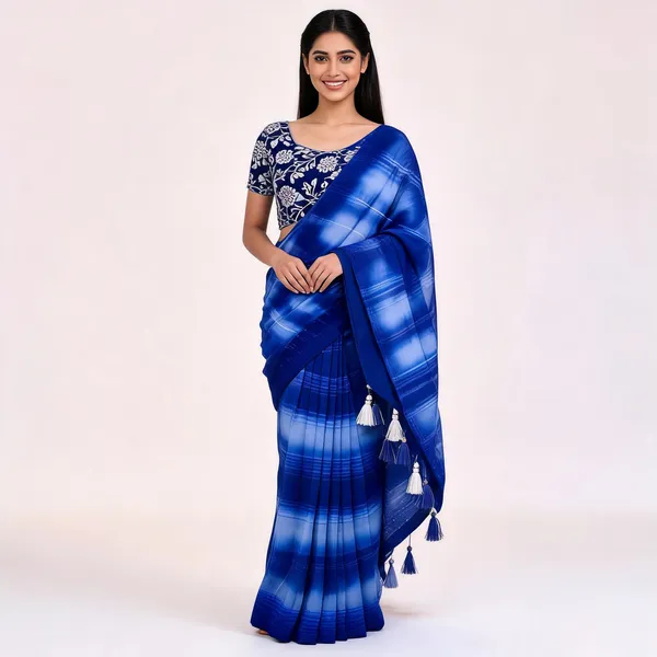 Dark_Blue_Star_Georgette_Printed_Saree_For_Women