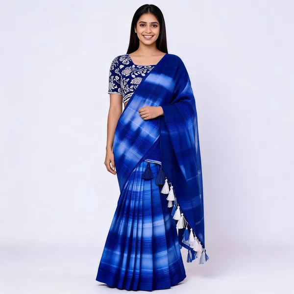 Dark_Blue_Star_Georgette_Printed_Saree_For_Women