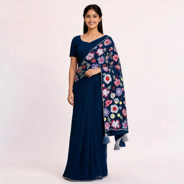 Blue_Star_Georgette_Solid_Saree_For_Women