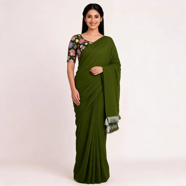 Green_Star_Georgette_Solid_Saree_For_Women