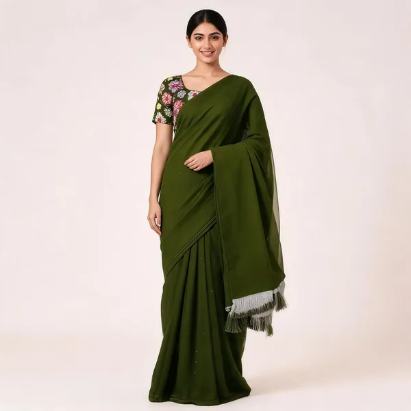 Green_Star_Georgette_Solid_Saree_For_Women