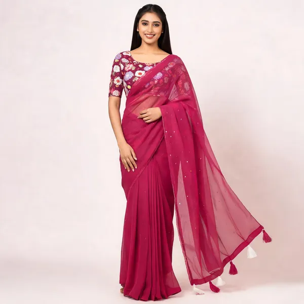 Pink_Star_Georgette_Saree_For_Women