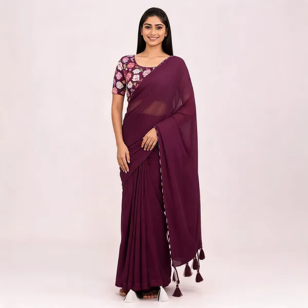 Purple_Star_Georgette_Solid_Bollywood_Saree_For_Women