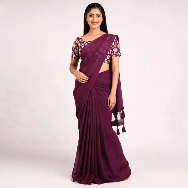 Purple_Star_Georgette_Solid_Bollywood_Saree_For_Women
