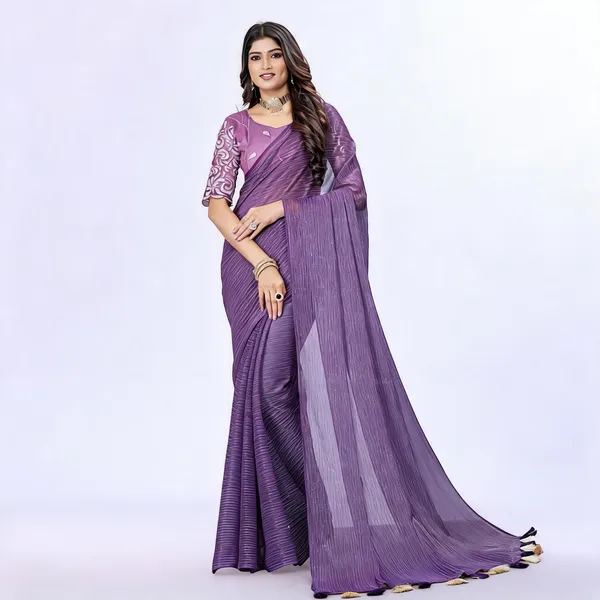 Purple_Star_Georgette_Striped_Bollywood_Saree_For_Women