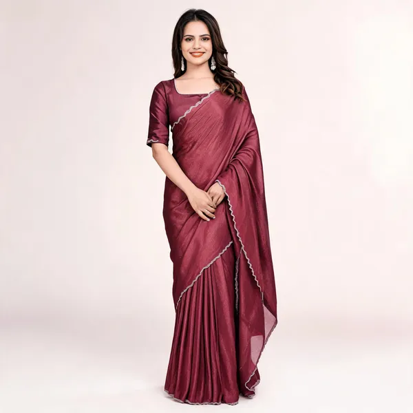 Pink_Star_Georgette_Solid_Saree_For_Women