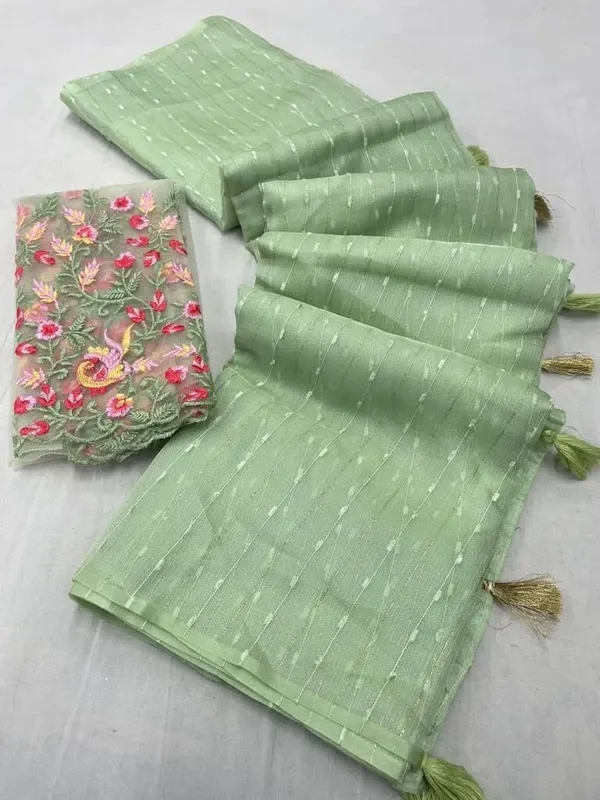 Light_Green_Star_Georgette_Saree_For_Women