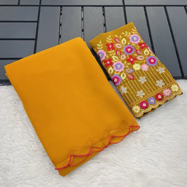 Yellow_Star_Georgette_Embroidered_Saree_For_Women