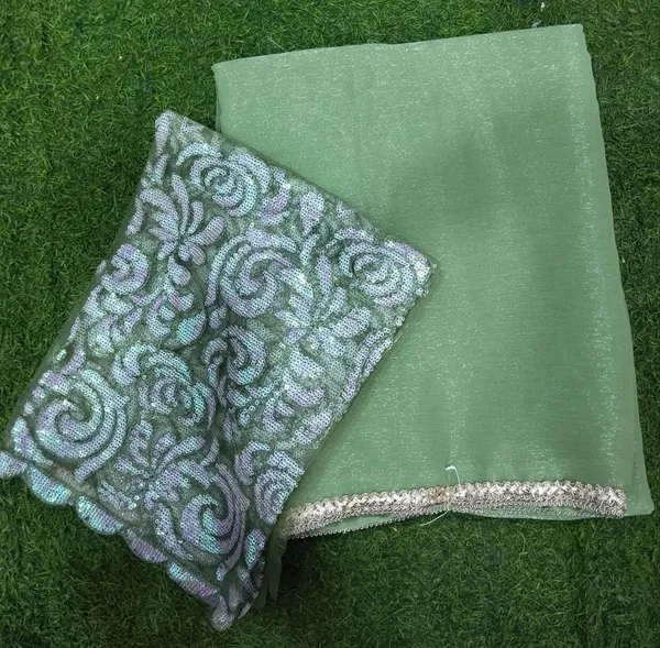 Green_Star_Georgette_Striped_Embroidered_Saree_For_Women