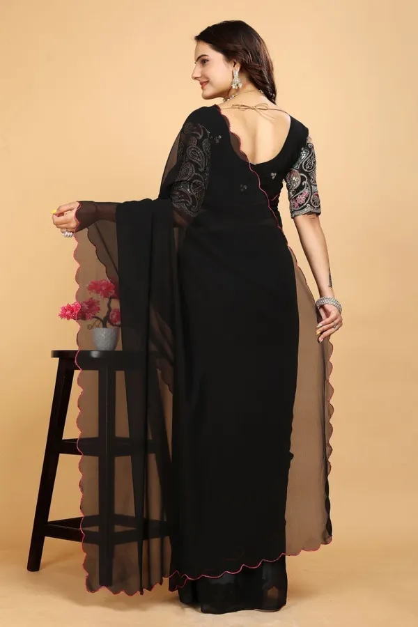 Black_Star_Georgette_Embroidered_Self_Design_Saree_For_Women