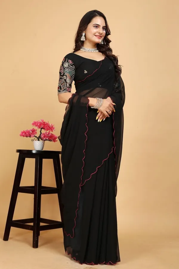 Black_Star_Georgette_Embroidered_Self_Design_Saree_For_Women