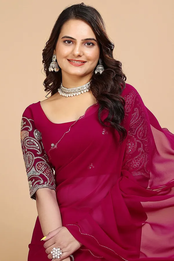 Pink_Star_Georgette_Embroidered_Self_Design_Saree_For_Women