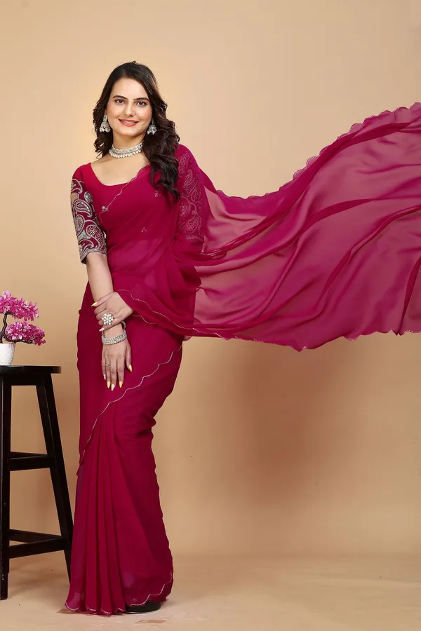 Pink_Star_Georgette_Embroidered_Self_Design_Saree_For_Women