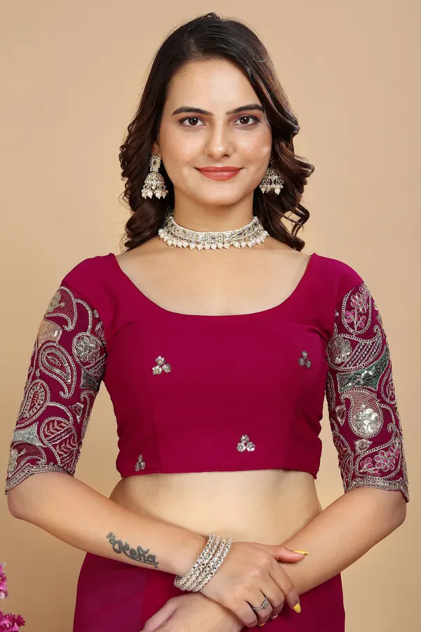 Pink_Star_Georgette_Embroidered_Self_Design_Saree_For_Women