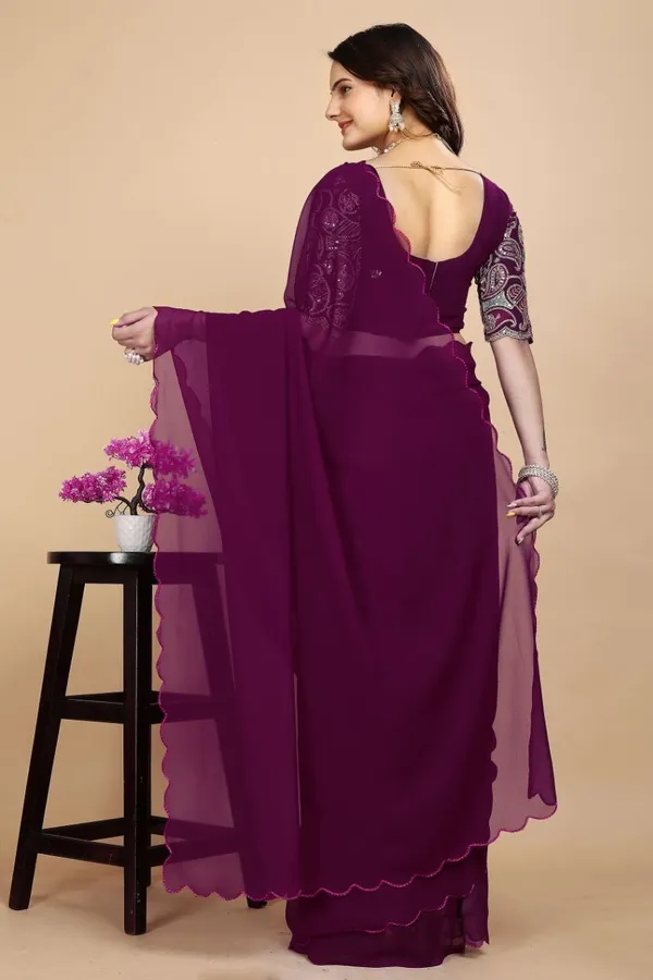 Purple_Star_Georgette_Embroidered_Saree_For_Women