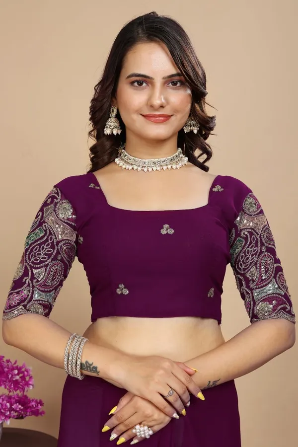 Purple_Star_Georgette_Embroidered_Saree_For_Women