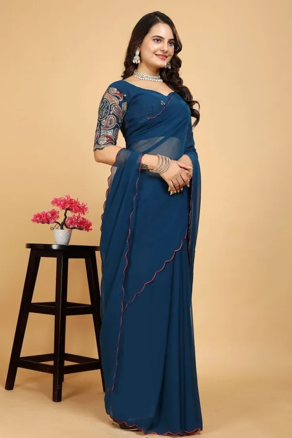 Green_Star_Georgette_Embroidered_Self_Design_Saree_For_Women