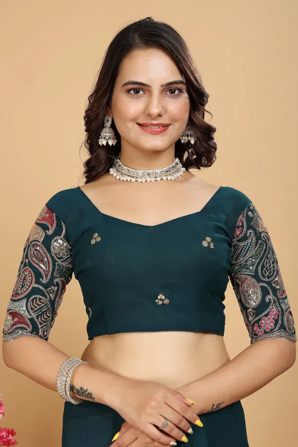 Green_Star_Georgette_Embroidered_Self_Design_Saree_For_Women