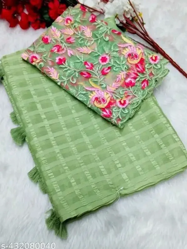 Green_Star_Georgette_Striped_Embroidered_Saree_For_Women