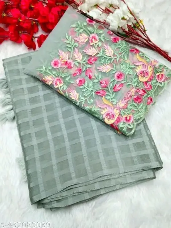 Grey_Star_Georgette_Striped_Embroidered_Saree_For_Women