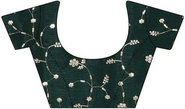 Dark_Green_Star_Georgette_Embroidered_Saree_For_Women