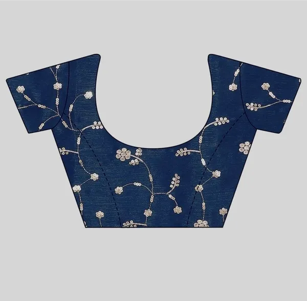 Dark_Blue_Star_Georgette_Embroidered_Self_Design_Saree_For_Women
