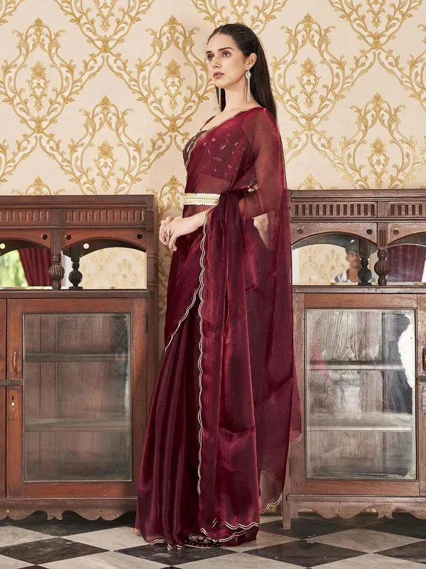 Brown_Star_Georgette_Self_Design_Embroidered_Saree_For_Women